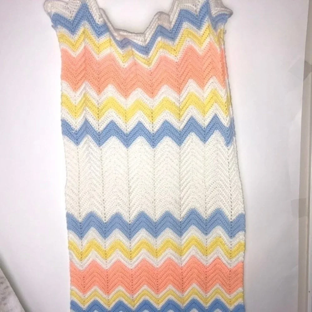 Crochet‎ Blanket Pastel Color Grannycore Chevron Pattern